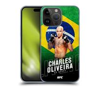 Head Case Designs sous Licence Officielle UFC Drapeau du Brazil Charles Oliveira Coque Dure pour l'arrière Compatible avec Apple iPhone 15 Pro Max