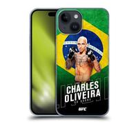 Head Case Designs sous Licence Officielle UFC Drapeau du Brazil Charles Oliveira Coque Dure pour l'arrière Compatible avec Apple iPhone 15
