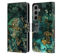 Head Case Designs sous Licence Officielle UtArt Or et Vert écume de mer Émeraude Malachite Étui Portefeuille en Cuir Compatible avec Samsung Galaxy S25