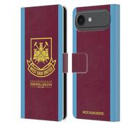 Head Case Designs sous Licence Officielle West Ham United FC 2015/16 Final Home Rétro Crête Étui Portefeuille en Cuir Compatible avec Apple iPhone 17 Air