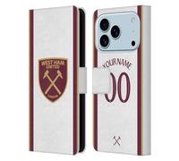 Head Case Designs sous Licence Officielle West Ham United FC Coutume Personnalisé Troisième Kit 2024/25 Étui Portefeuille en Cuir Compatible avec Apple iPhone 17 Pro