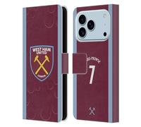 Head Case Designs sous Licence Officielle West Ham United FC James Ward-Prowse 2023/24 Joueurs Home Kit Étui Portefeuille en Cuir Compatible avec Apple iPhone 17 Pro