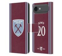 Head Case Designs sous Licence Officielle West Ham United FC Jarrod Bowen 2024/25 Joueurs Home Kit Étui Portefeuille en Cuir Compatible avec Apple iPhone 17 Air