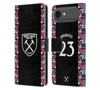 Head Case Designs sous Licence Officielle West Ham United FC Trousse Away Vainqueurs 2023 Étui Portefeuille en Cuir Compatible avec Apple iPhone 17 Air