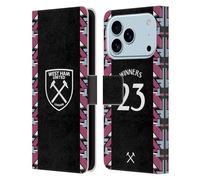 Head Case Designs sous Licence Officielle West Ham United FC Trousse Away Vainqueurs 2023 Étui Portefeuille en Cuir Compatible avec Apple iPhone 17 Pro