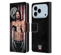 Head Case Designs sous Licence Officielle WWE AJ Styles Drapeau D'Américain Superstars Étui Portefeuille en Cuir Compatible avec Apple iPhone 17 Pro