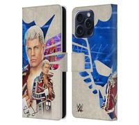 Head Case Designs sous Licence Officielle WWE Graphismes Superstar Cody Rhodes Étui Portefeuille en Cuir Compatible avec Apple iPhone 16 Pro Max