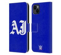 Head Case Designs sous Licence Officielle WWE Initiales AJ Styles Étui Portefeuille en Cuir Compatible avec Apple iPhone 15 Plus