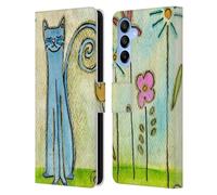 Head Case Designs sous Licence Officielle Wyanne Chat Bleu dans Le Jardin De Fleur Chat Coque en Cuir à Portefeuille Compatible avec Samsung Galaxy A16 5G