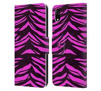 Head Case Designs Tigre Magenta Papiers Fous Étui Portefeuille en Cuir Compatible avec Apple iPhone XR