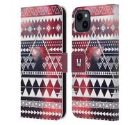 Head Case Designs Triangle Aztèque Nébuleuse Tribale - Motifs Étui Portefeuille en Cuir Compatible avec Apple iPhone 15 Plus