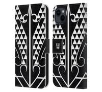 Head Case Designs Triangle Et Pique Tatouage Samoan Étui Portefeuille en Cuir Compatible avec Apple iPhone 15 Plus