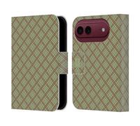 Head Case Designs Vert Clair Rouge Motifs Écoissais - Collection Étui Portefeuille en Cuir Compatible avec Apple iPhone Duo