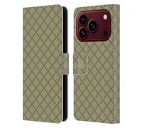 Head Case Designs Vert Clair Rouge Motifs Écoissais - Collection Étui Portefeuille en Cuir Compatible avec Apple iPhone 18 Pro