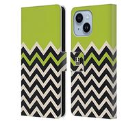 Head Case Designs Vert De Chaux Coleur Bloc Chevron Étui Portefeuille en Cuir Compatible avec Apple iPhone 14 Plus