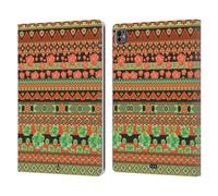 Head Case Designs Vert Et Orange Aztèque Floral Étui Portefeuille en Cuir Compatible avec Apple iPad Pro 13 M4 2024