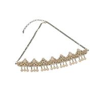 Head Coin Headdress Bride Wedding Headchain Women's Party Headpiece Traditional Jewelry pour les occasions spéciales et les festivals(Gold white)