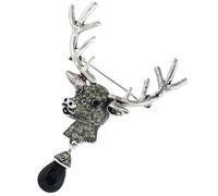Head Decorative Pins Rhinestone Brooches Small Deer Christmas Party Suit Clothing Ornament Retro Women Brooch Pin Gold Alloy