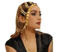 Head Jewelry Golded Alloy Coin Tassel Head Chain Headband for Women Bridal Headdress Wedding Accessories pour les occasions spéciales et les festivals(Gold 1)