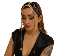 Head Jewelry Golded Alloy Coin Tassel Head Chain Headband for Women Bridal Headdress Wedding Accessories pour les occasions spéciales et les festivals(Gold 4)