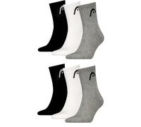 HEAD Lot de 6 paires de chaussettes de sport pour homme, Gris/Blanc/Noir, 35-38