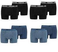 HEAD Lot de 8 boxers pour homme, Noir/bleu ciel, S