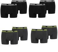 HEAD Lot de 8 boxers pour homme, Noir/vert citron, XL