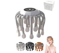 Head Massager, 360° All-Round Massage with 20 Massage Heads, 5 Adjustable Modes, 3 Speeds, Support Timing Function, Octo Relax Head Massager Headaches, Better Sleep & Mood (White)