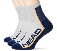 HEAD Mixte Unisex Performance Short Crew Socks (3 Pack) Chaussettes de tennis Not Applicable, gris/marine, 35/38
