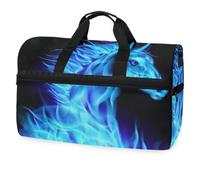 Head of Blue Fire Horse Sac de voyage pour hommes, femmes, garçons, filles, adolescents, sac de sport surdimensionné avec compartiment à chaussures, sac de nuit, sac de yoga, sac à main