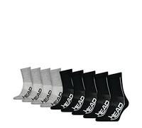 Head Short Chaussettes, Noir/Gris, 35/38 (Lot de 9) Unisexe