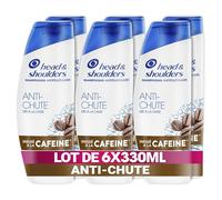 Head & Shoulders Anti-chute Shampoing Antipelliculaire 6x330ml Usage Quotidien - À la Caféine - Jusqu'à 100% Des Pellicules Éliminées, Cliniquement Prouvé - Tous Types de Cheveux et de Cuir Chevelu