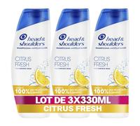 Head & Shoulders Citrus Fresh Shampoing Antipelliculaire Pour Cheveux Gras 3x330ml; Usage Quotidien; Jusqu'à 100% des Pellicules Éliminées, Cliniquement Prouvé (lot de 3 x 330 ml)