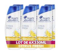 Head & Shoulders Citrus Fresh Shampoing Antipelliculaire Pour Cheveux Gras 6x330ml; Usage Quotidien; Jusqu'à 100% des Pellicules Éliminées, Cliniquement Prouvé