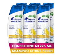 Head & Shoulders Citrus Fresh Shampooing anti-pelliculaire pour cheveux gras, protection contre les pellicules pour la peau et les cheveux, cliniquement prouvé, testé dermatologiquement, 225 ml x 6