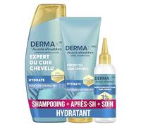 DermaXPro by Head & Shoulders Hydrate Shampoing 250ml, Après-shampoing 220ml Et Soin 145ml, Avec Complexe de Céramides, Pour Cuir Chevelu Sec. Aide à Renforcer la Barrière Cutanée, 72H d’Hydratation