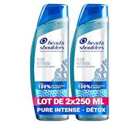 Head & Shoulders Pure Intense Détox Du Cuir Chevelu Shampooing Antipelliculaire 2x250 ml, Aux Minéraux Marins, Pour Cuir Chevelu Gras, Jusqu’à 100 % des pellicules éliminées