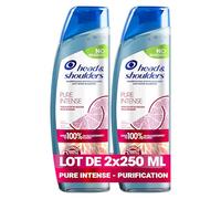 Head & Shoulders Pure Intense Purification En Douceur Shampooing Antipelliculaire 2x250 ml, Aux Agrumes, Pour Cuir Chevelu Gras, Jusqu’à 100 % des pellicules éliminées