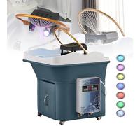 Head Spa Équipement de spa avec rinçage à 360°, thermostat intelligent, luminothérapie, pommeau de douche et interrupteur chaud/froid, comprend 4 roues universelles pour plus de confort