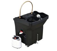 Head Spa Equipment Station de lavage mobile avec réservoir d'eau de 60 l, 4 rouleaux universels, table de massage, embout vapeur Optiona (Black-1)