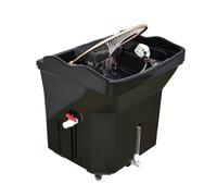 Head Spa Equipment Station de lavage mobile avec réservoir d'eau de 60 l, 4 roulettes universelles, table de massage, embout vapeur Optiona (noir)