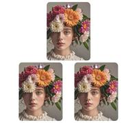 Head Wear Lot de 3 désodorisants carrés à suspendre en forme de vortex floral pour voiture, maison, bureau Gris