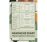 Headache Diary: Migraine Log Book with Food Tracker to Help Identify Triggers, Pain Levels, Symptoms, Relief Measures, Duration, and More