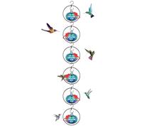 Headak Life Lot de 6 mangeoires circulaires en verre soufflé à la main avec 4 perchoirs réglables en silicone, ne fuient pas, cadeaux de jardinage pour femme et homme (bleu)