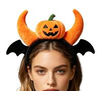 Headband Elastic Fuzzy Orange Headpiece with Bat Wings Hair Bands Costume
