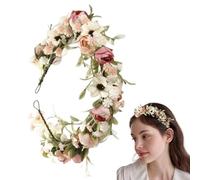 Headband floral fait main, Flower Crown Headband for Photoshoots, Flower Headband for Outdoor Weddings, Colorful Flower Crown Headband, Pink Flower Crown Headband for Weddings