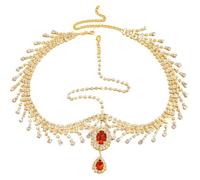 Headband Hair Chain Women Water Drop Forehead Pendant Rhinestone Head Chain Bridal Headpiece Jewelry pour les occasions spéciales et les festivals(Gold)