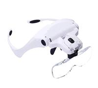 Headband Magnifier with 2 LED Light - Handsfree Reading Head Mount Magnifier Magnifying Glasses Light Bracket 5 Replaceable Lenses,1.0X, 1.5X, 2.0X, 2.5X