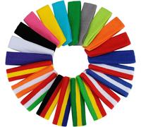 Headband Sports Sweatbands - 3/6/12 Terry Cloth Striped Head Band/Wrist Band Set Athletic Exercise Basketball Headbands Moisture Wicking Sweat Absorbing Sweat Band
