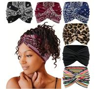 Headbands, Printed Cross Yoga Headband, Non Slip Soft Fabric Workout Hair Accessorie for Running Fitness Sports (6Pcs*Mix)